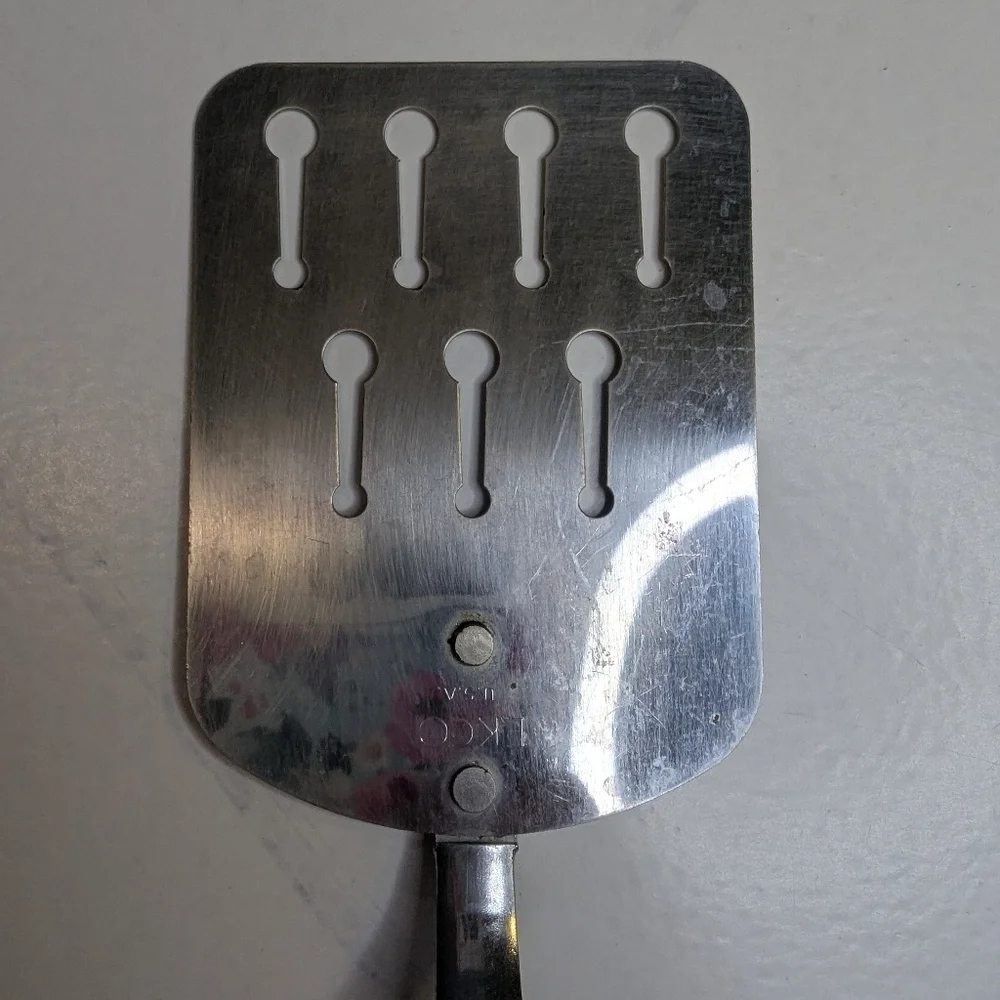 Vintage Ekco Corelle Shadow Iris Nylon Keyhole Slotted Spatula Plastic Handle